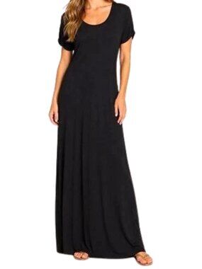 C&C California Black Short Sleeve Flowy Maxi Dress – Size Small